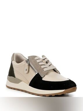 NWT Brioso Mimi Leather Zip Sneakers Sz 7,5 Rice/Black/Olive
